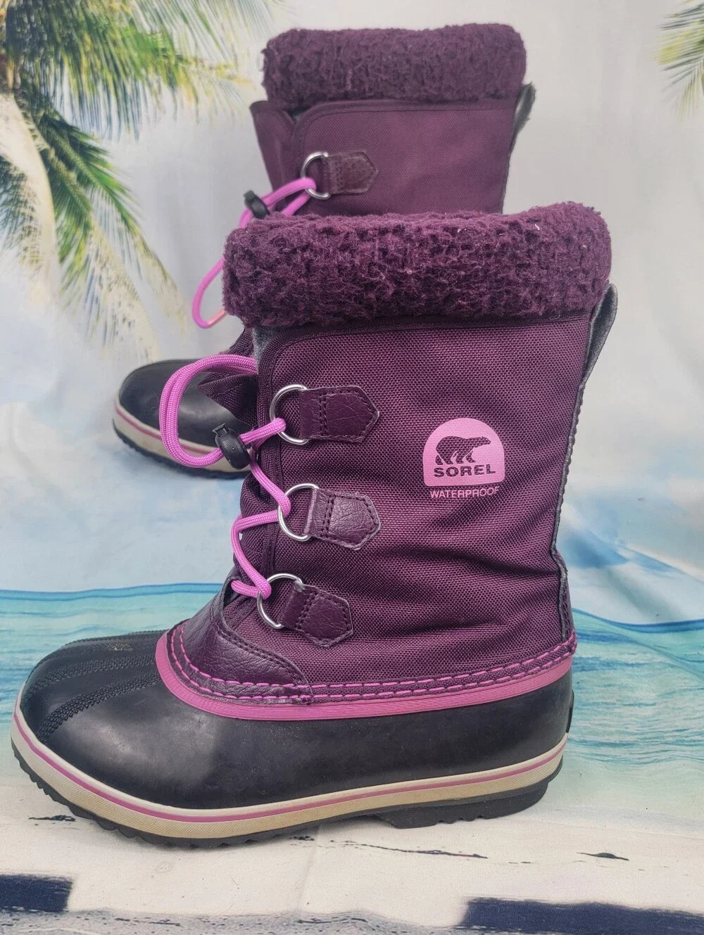 Sorel Snow Boots‎ Yoot Pac Purple/Black Waterproof Womens 6.5 Mens 5
